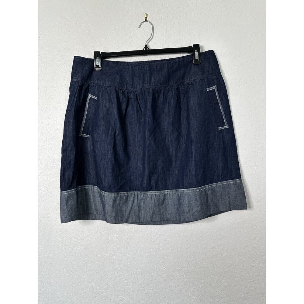 K. JORDAN Women's Pleated Denim Blue Skirt Size XL with Pockets‎ NWOT